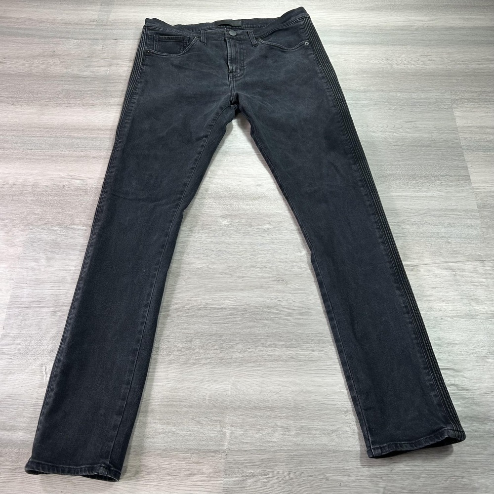 J Brand Jeans Mens 32x31 Skinny Charcoal Wash Striped Stretch Denim JB000939